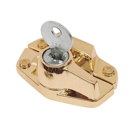 Prime-Line Keyed Child-Proof Sash Lock, 2 in. Hole Centers, Diecast Zinc, Polished Brass, (Single Pack) F 2534